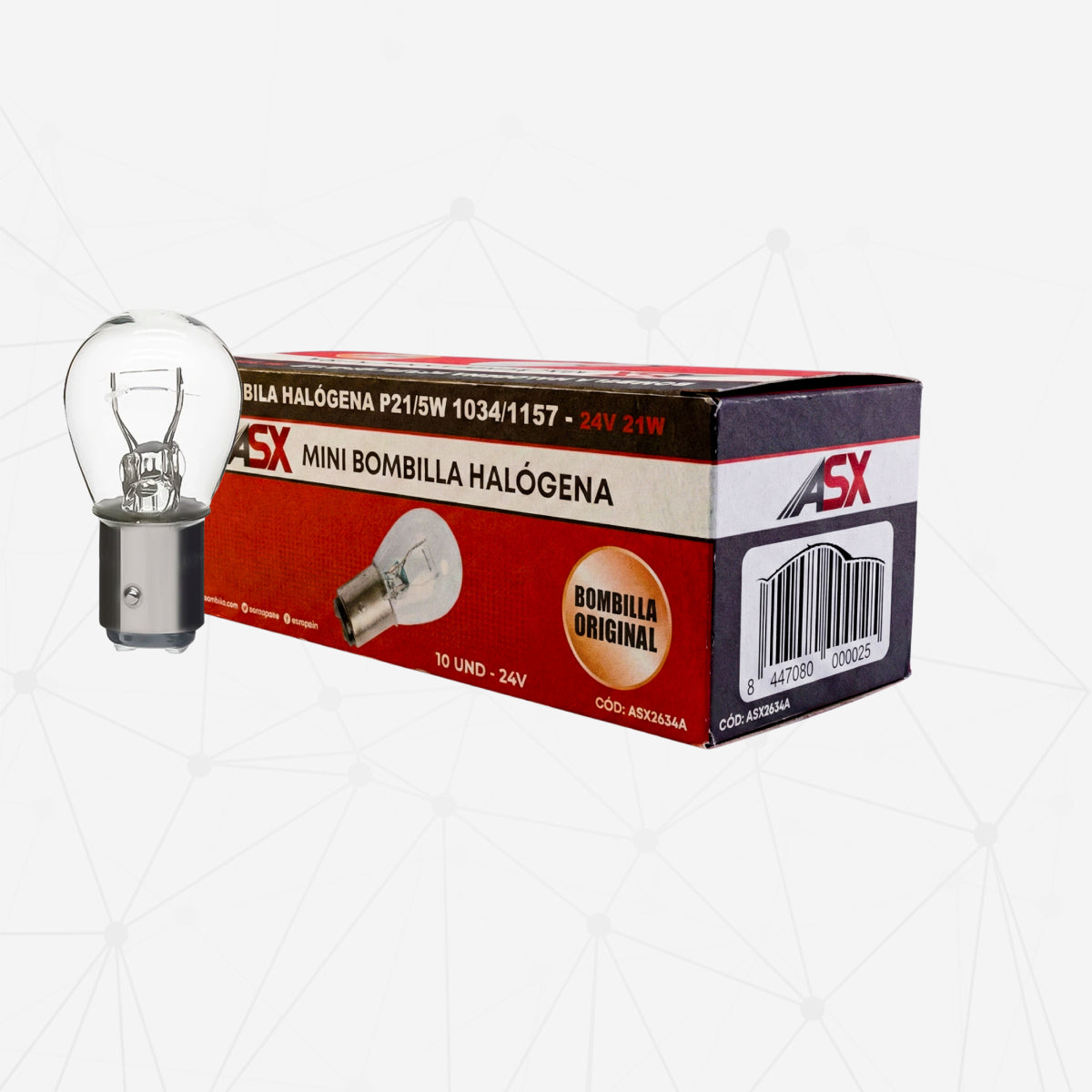 Mini ampoule halogène P21/5W CLEAR 24V PACK 10 UNT