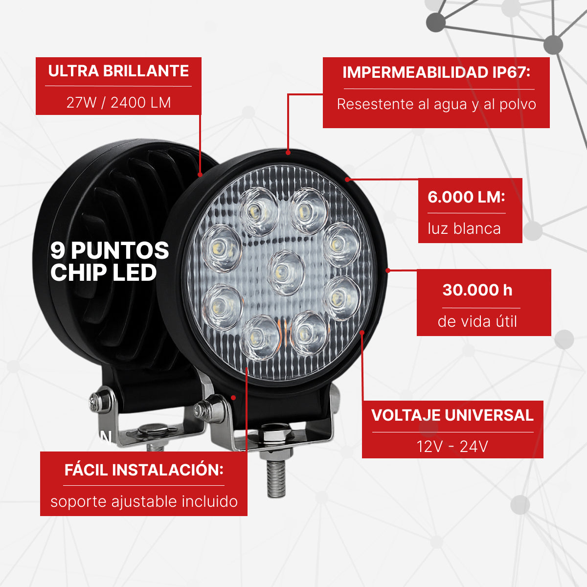 WORKLIGHT REDONDO 9 LED