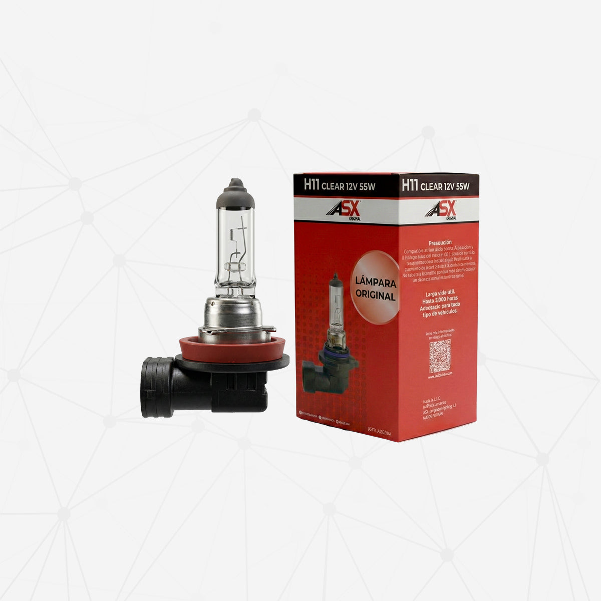 Bombilla faro delantero Halógena H11 CLEAR 12V 55W PACL 10 UND