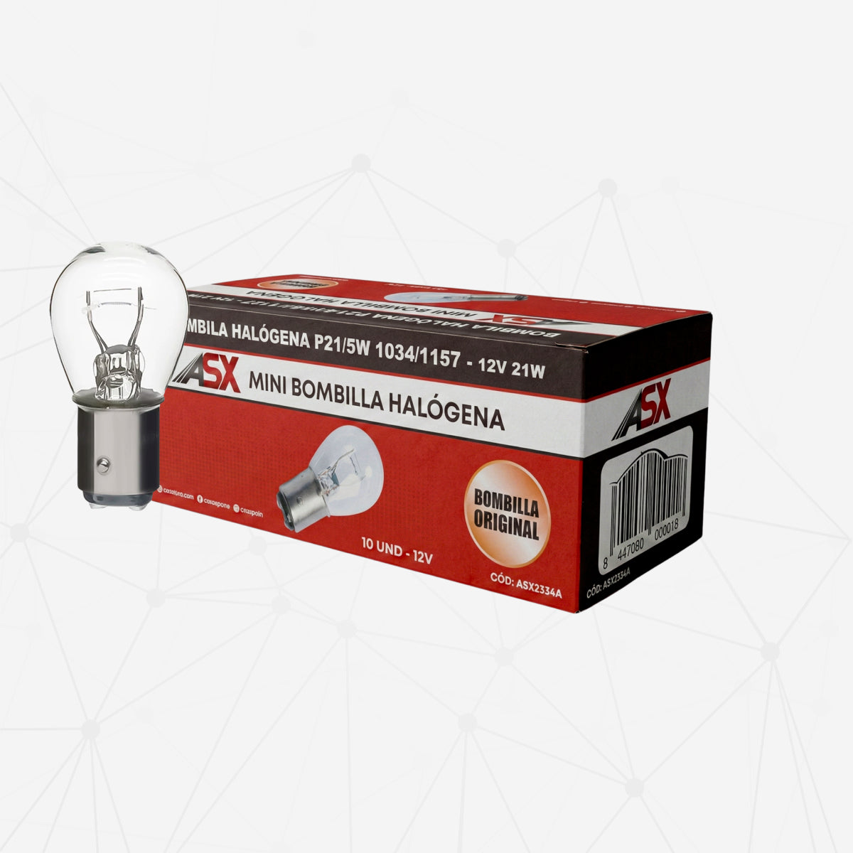 Mini Bombila halógena P21/5W CLEAR 12V PACK 10 UND