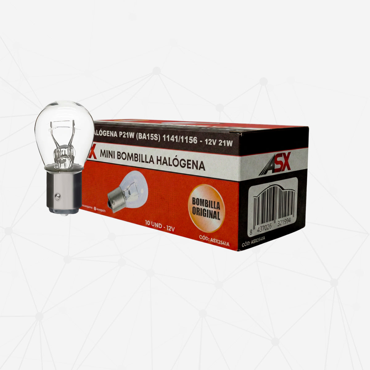 Mini Bombilla halógena P21W CLEAR 12V 21W PACK 10 UND