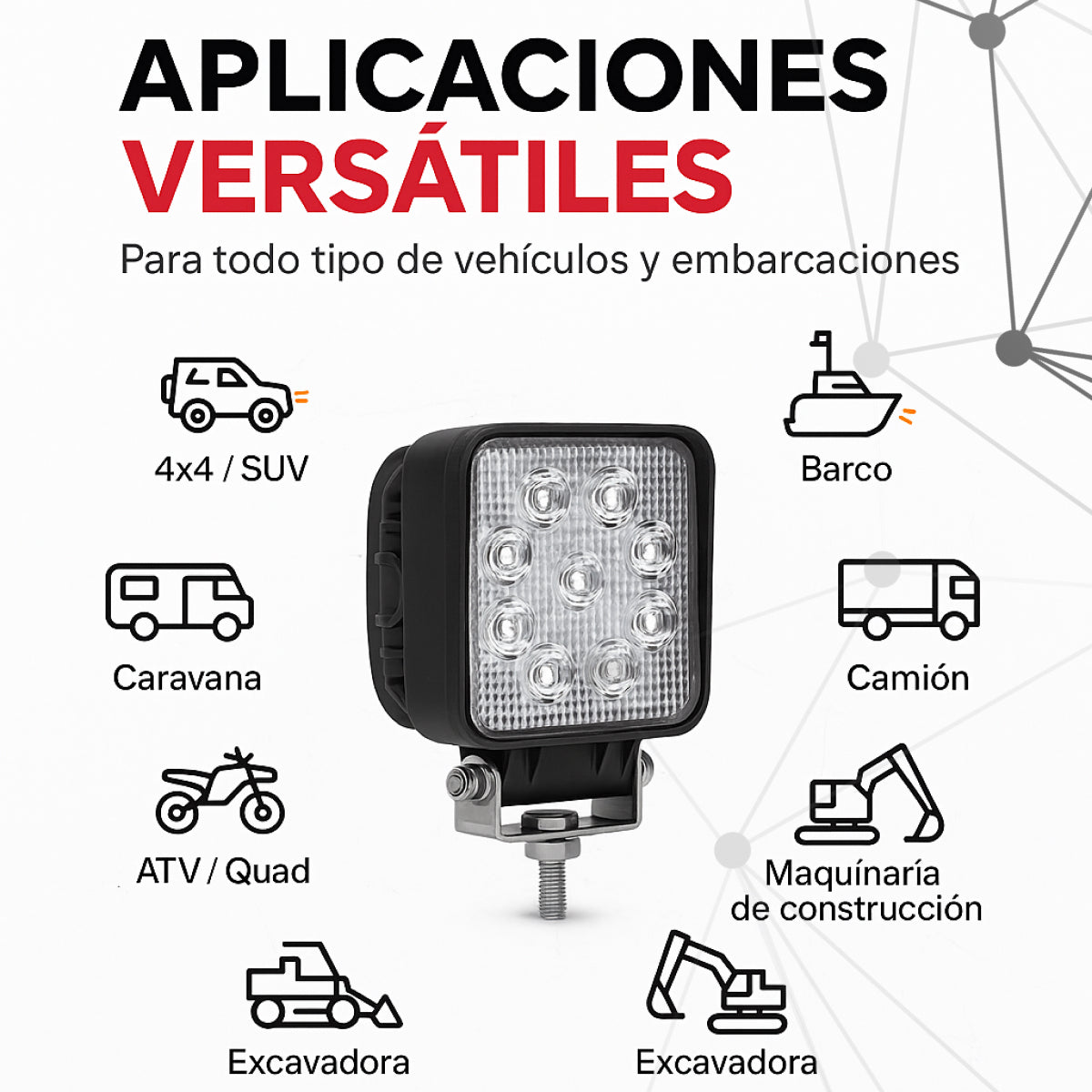 Square Worklight 9 LEDs